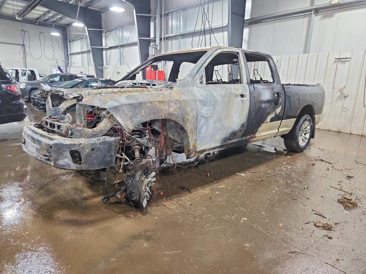 2015 Ram 1500 Longhorn, VIN 1C6RR7WMXFS696371 — Engine fire