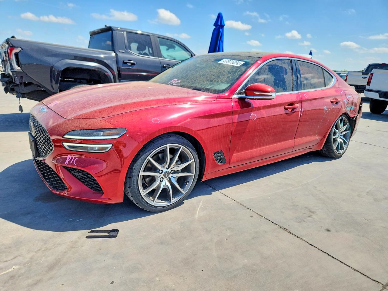 2022 Genesis G70 2.0T, VIN KMTG34TA0NU089927 — Rear end