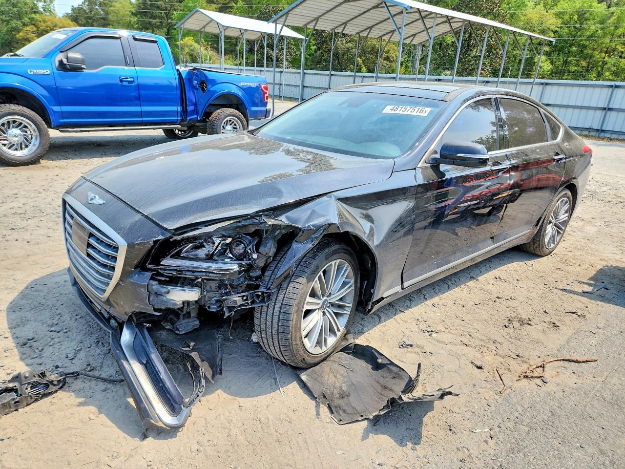 2018 Genesis G80 3.8L, VIN KMHGN4JE1JU237376 — Front end