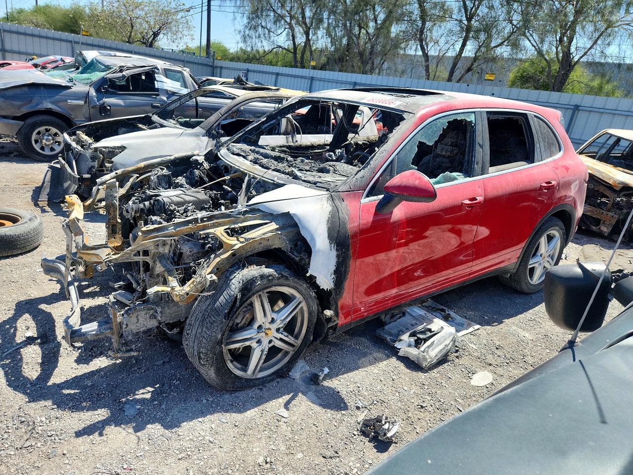 2014 Porsche Cayenne S Hybrid, VIN WP1AE2A26ELA50830 — Interior fire