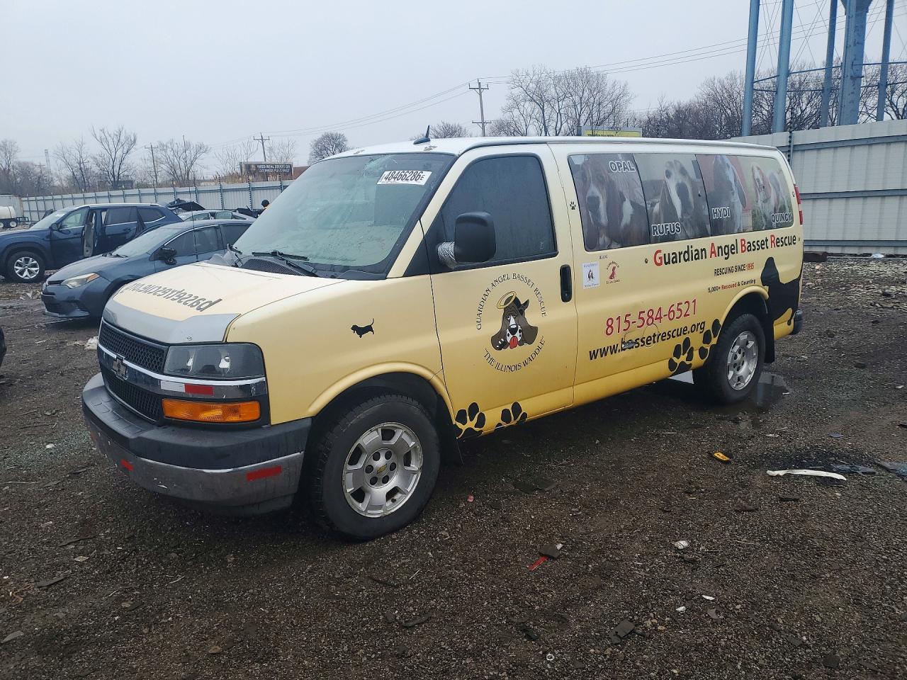 2013 Chevrolet Express Passenger 1LT, VIN 1GNSGCF49D1160580 — Hail