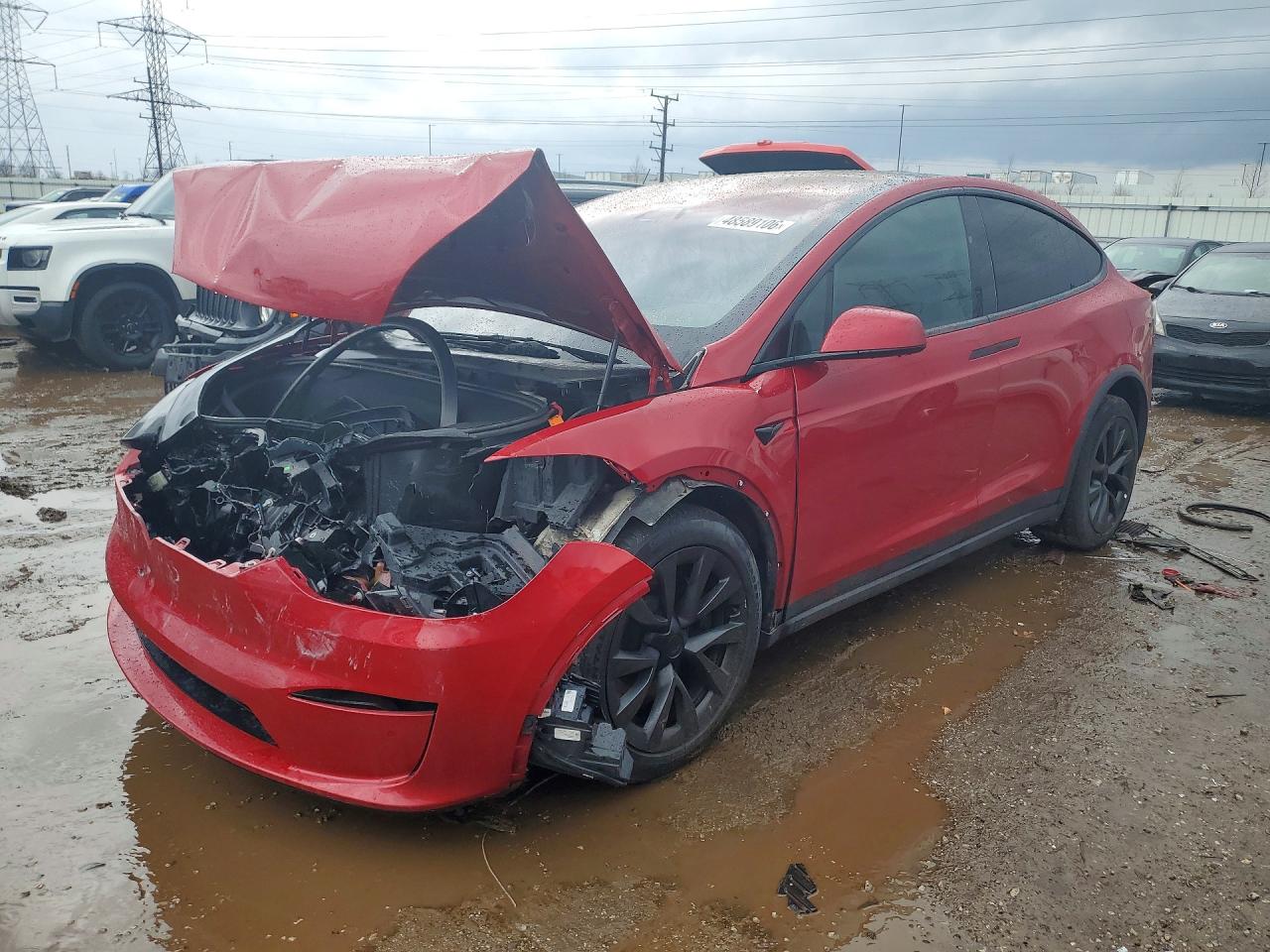 2021 Tesla Model X Long Range, VIN 5YJXCBE54MF326364 — Front end