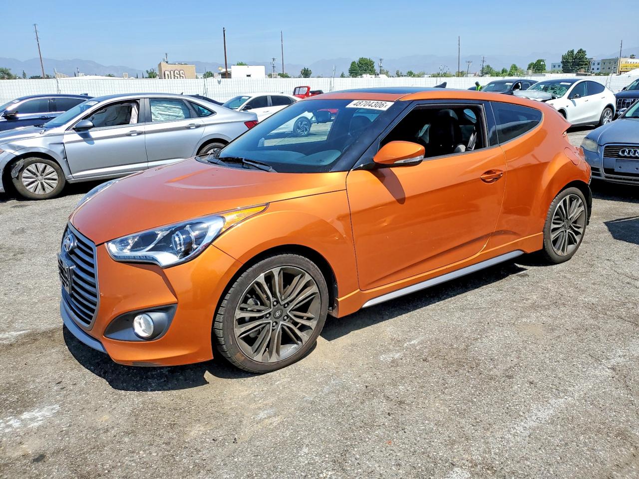 2016 Hyundai Veloster Turbo, VIN KMHTC6AE6GU254277 — Rear end