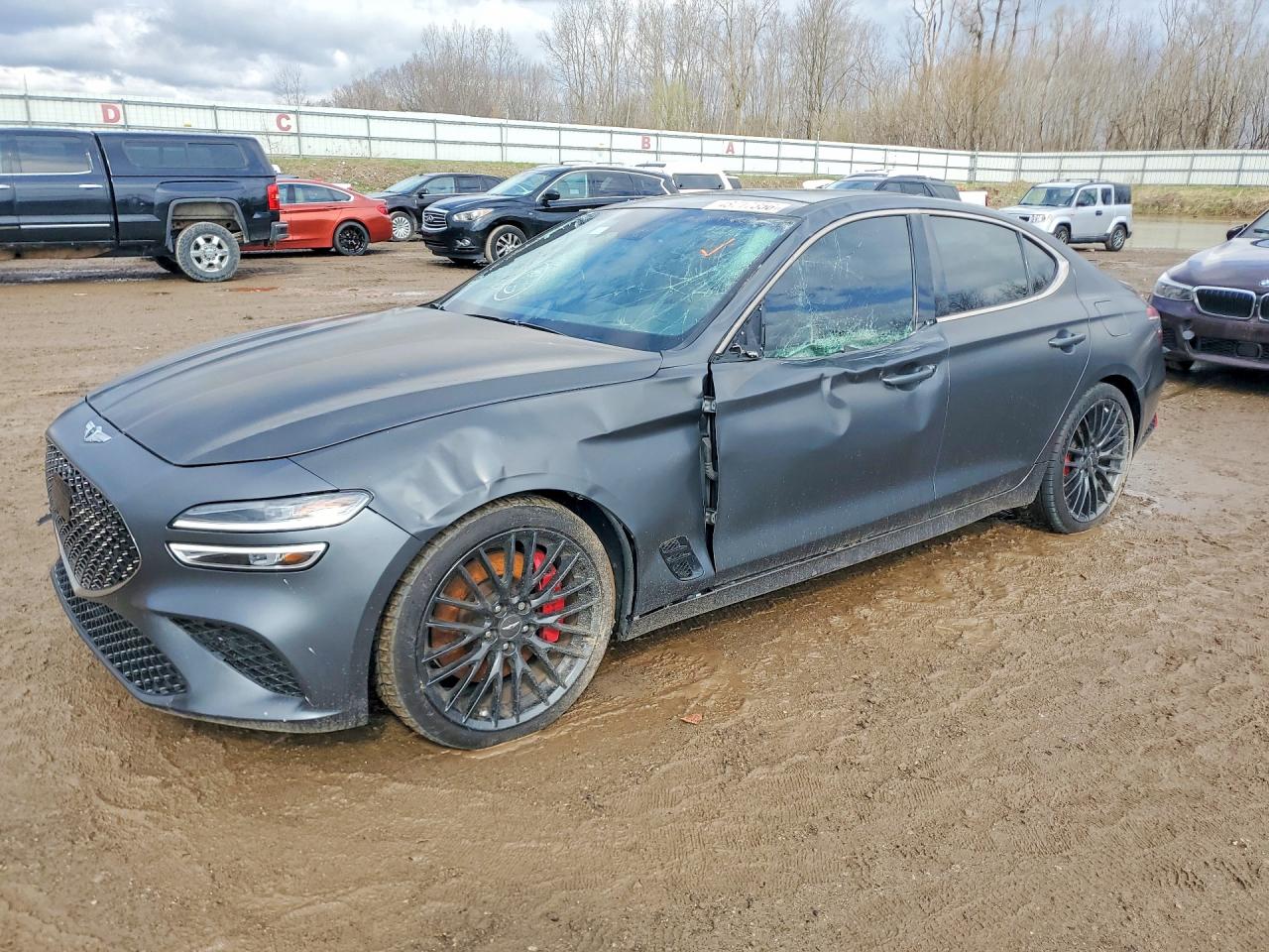 2022 Genesis G70 Launch Edition, VIN KMTG14TE7NU081199 — Side