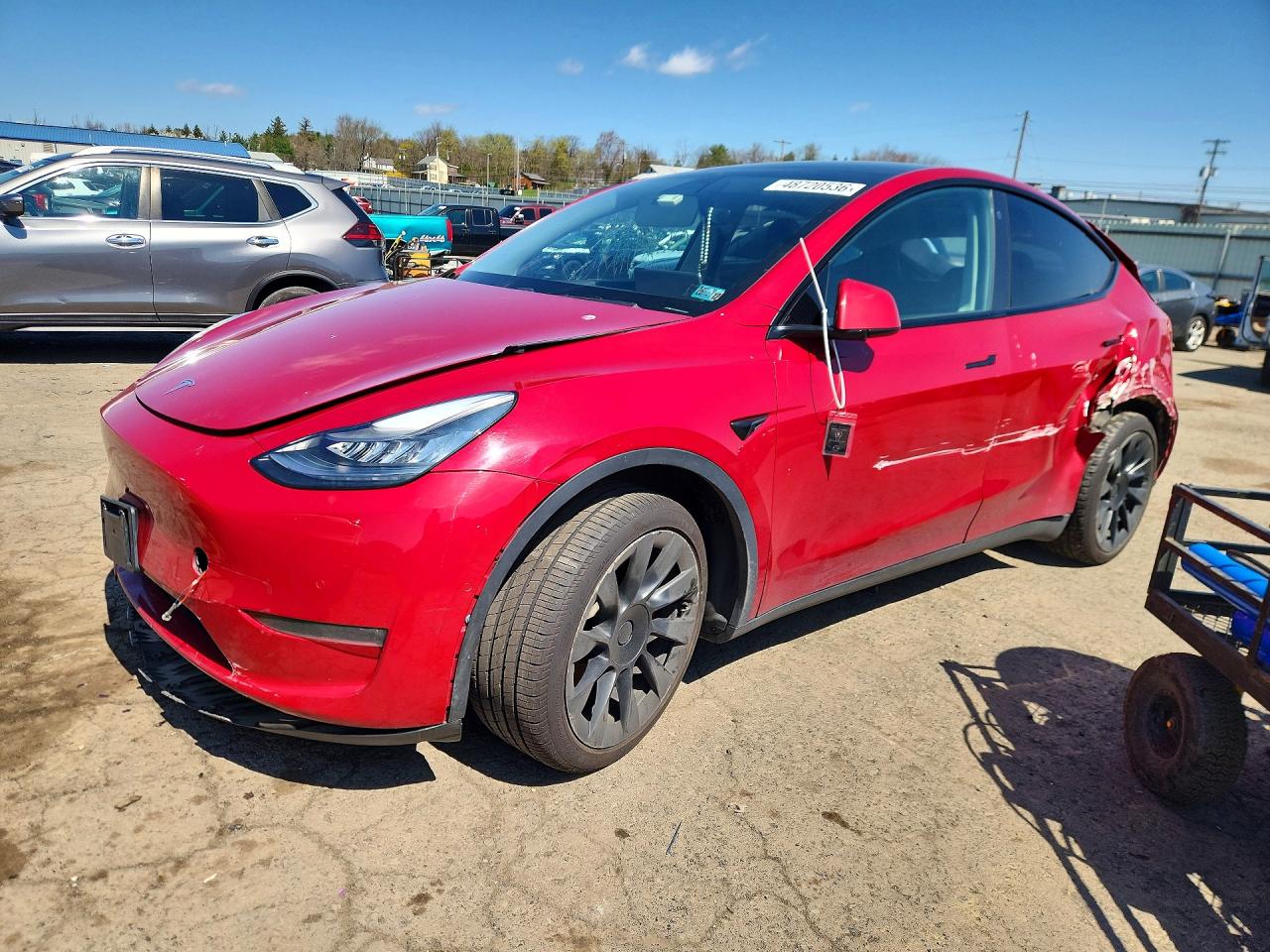 2021 Tesla Model Y Long Range, VIN 5YJYGDEE5MF074516 — Rear end