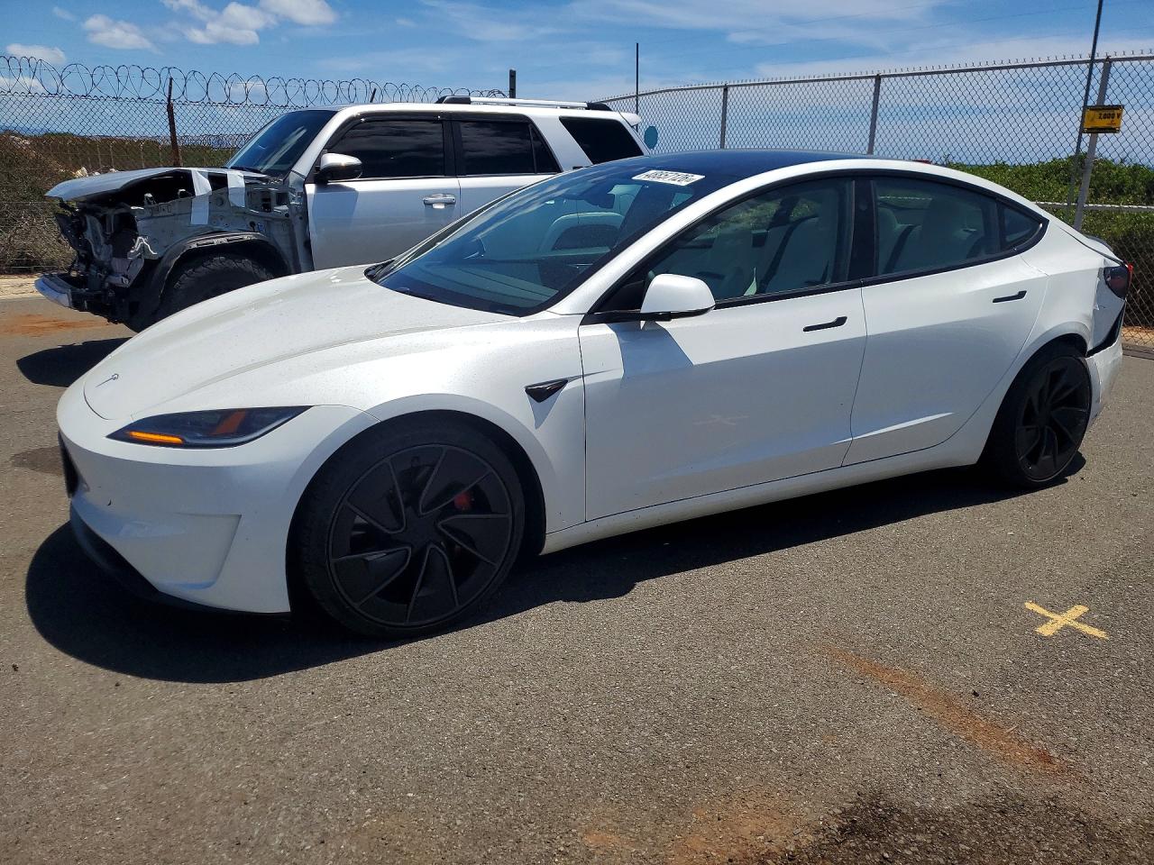 2024 Tesla Model 3 Performance, VIN 5YJ3E1ET7RF773909 — Rear end