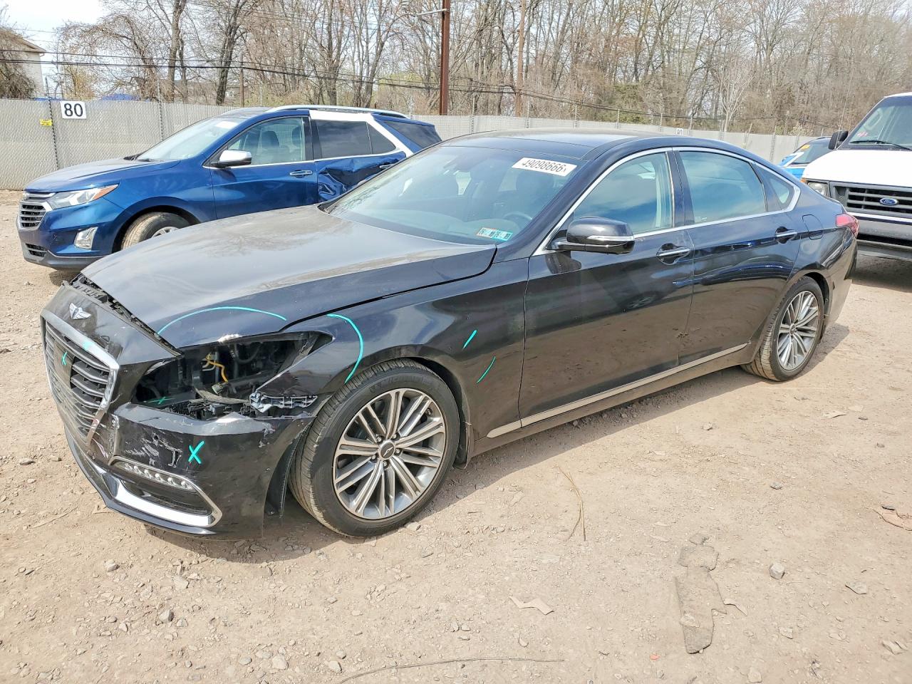 2019 Genesis G80 3.8L, VIN KMTFN4JE2KU305185 — Front end