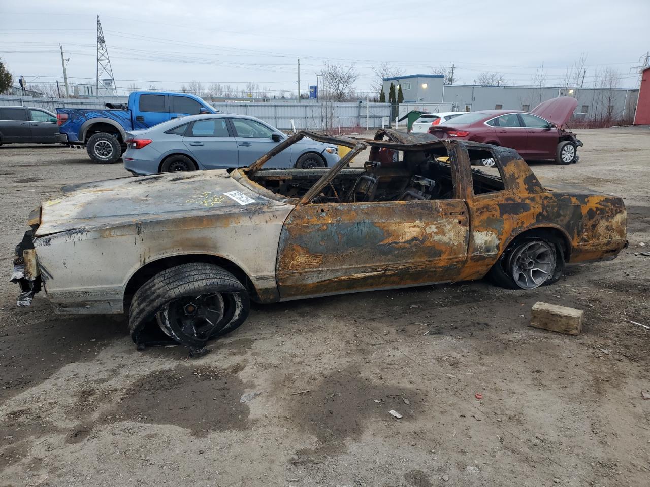 1987 Chevrolet Monte Carlo Sport SS, VIN 1G1GZ11G2HP106631 — Engine fire