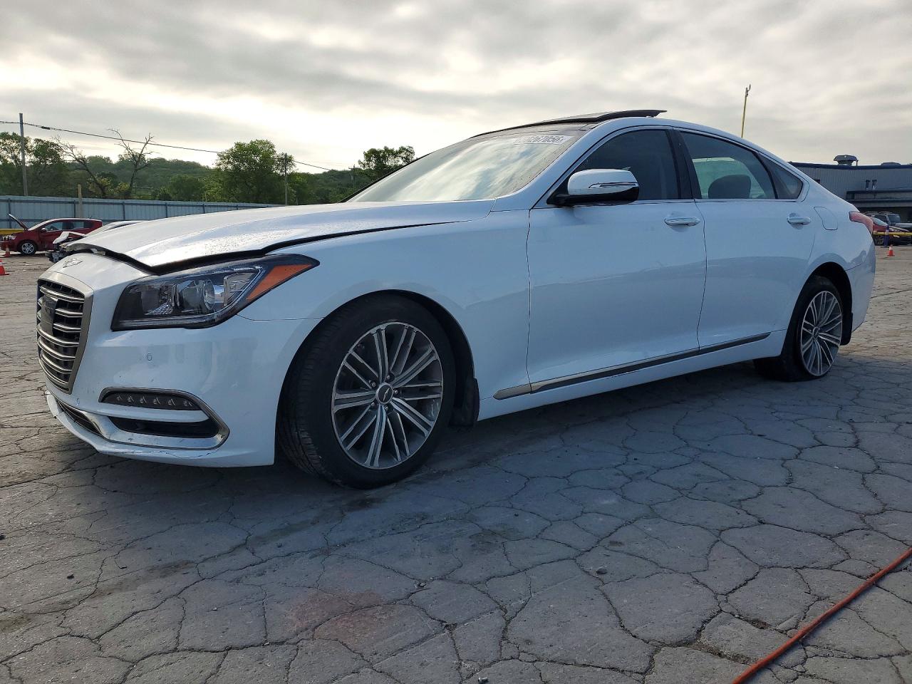 2018 Genesis G80 3.8L, VIN KMHGN4JEXJU256735 — Side