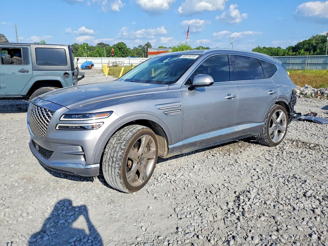 2021 Genesis GV80, VIN KMUHCESC0MU042629 — Rear end