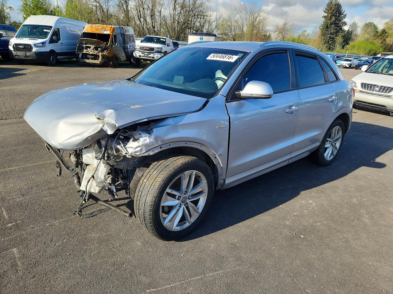 2018 Audi Q3 Premium, VIN WA1BCCFS6JR016236 — Front end