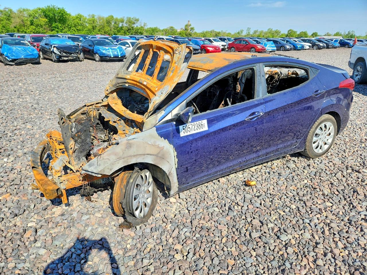 2012 Hyundai Elantra GLS, VIN 5NPDH4AE5CH119858 — Пожар в салоне