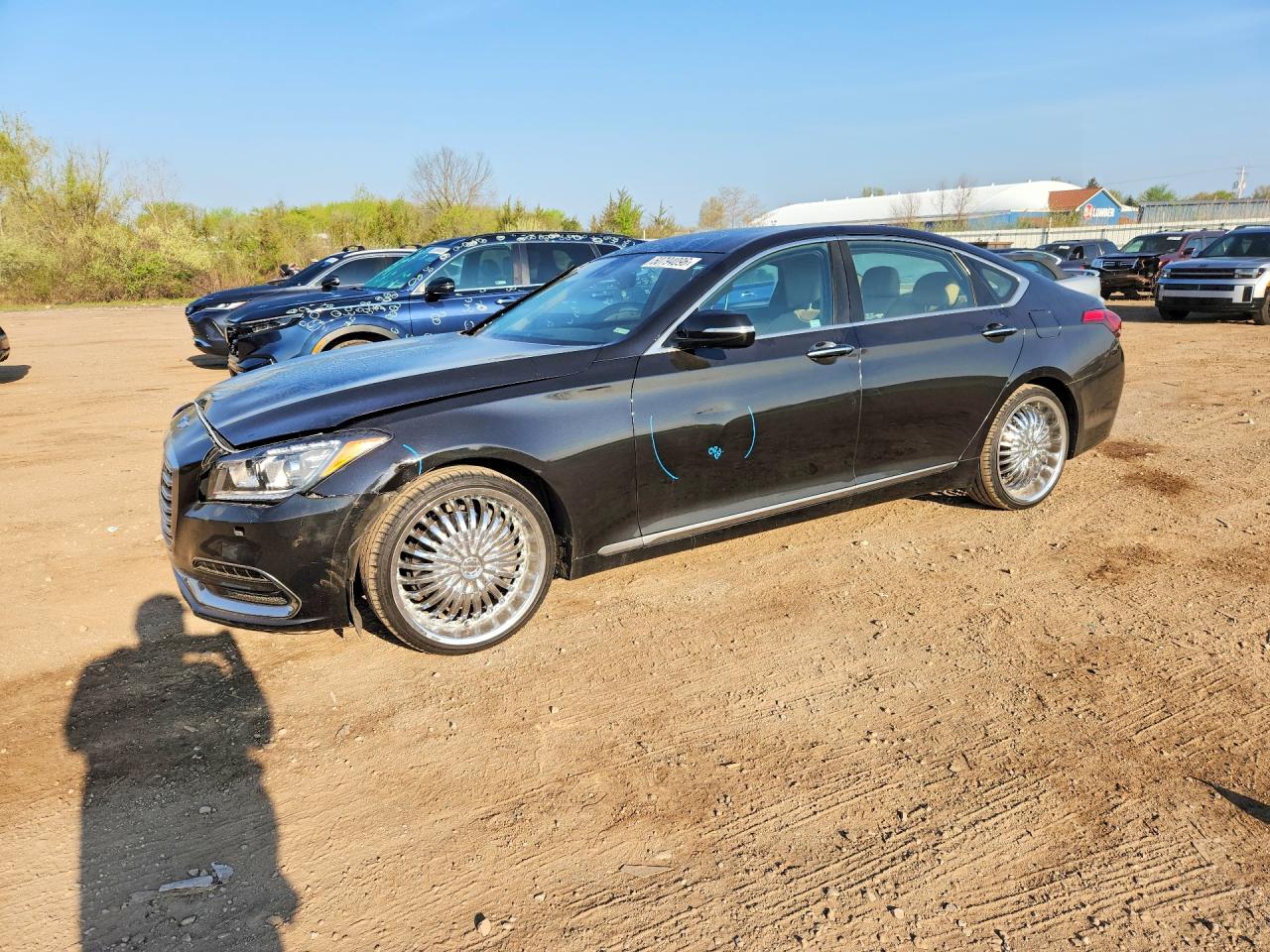 2018 Genesis G80 3.8L, VIN KMHGN4JE4JU249764 — Front end