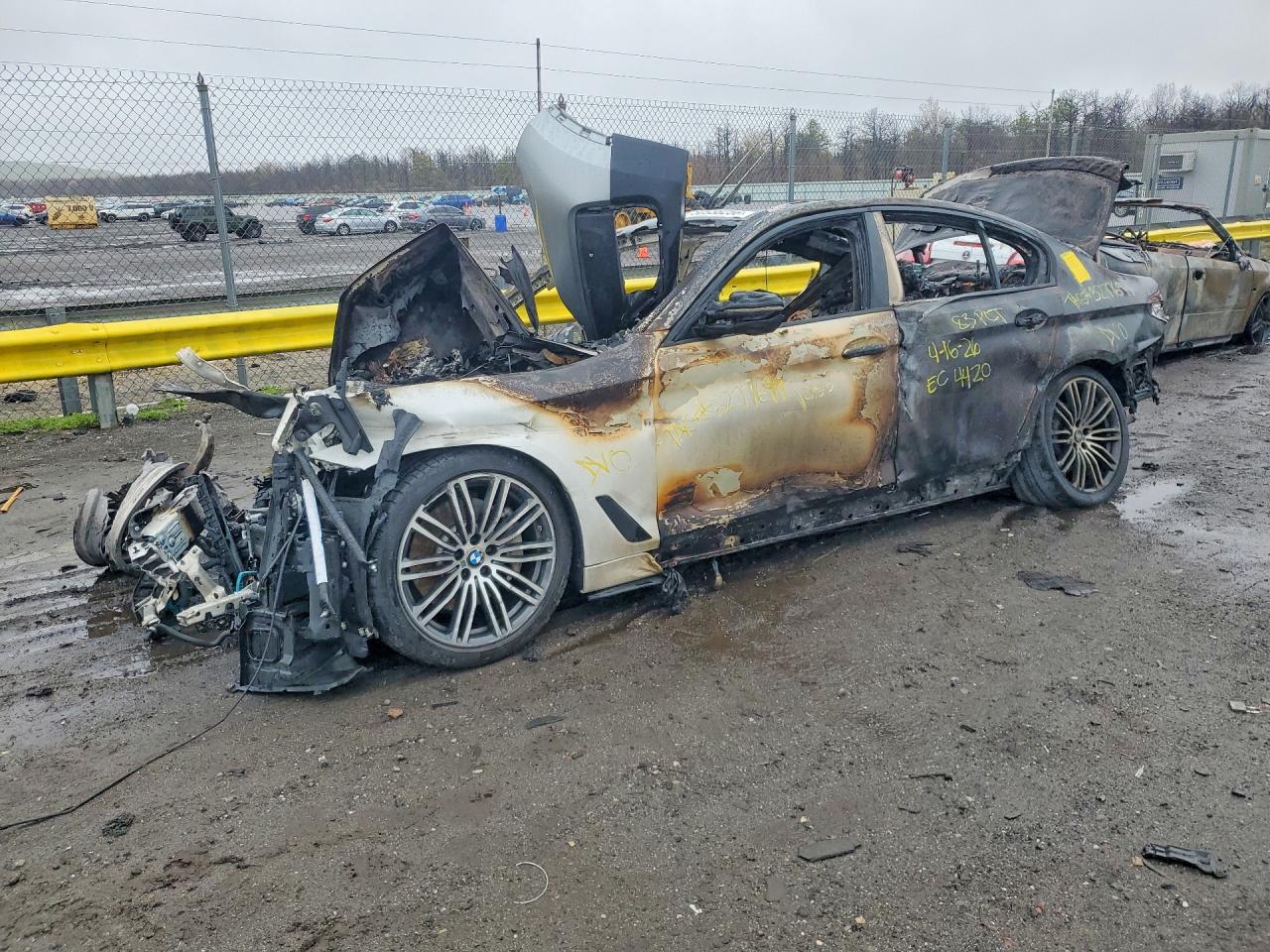 2020 BMW 5 Series 530i xDrive, VIN WBAJR7C05LCE04249 — Engine fire