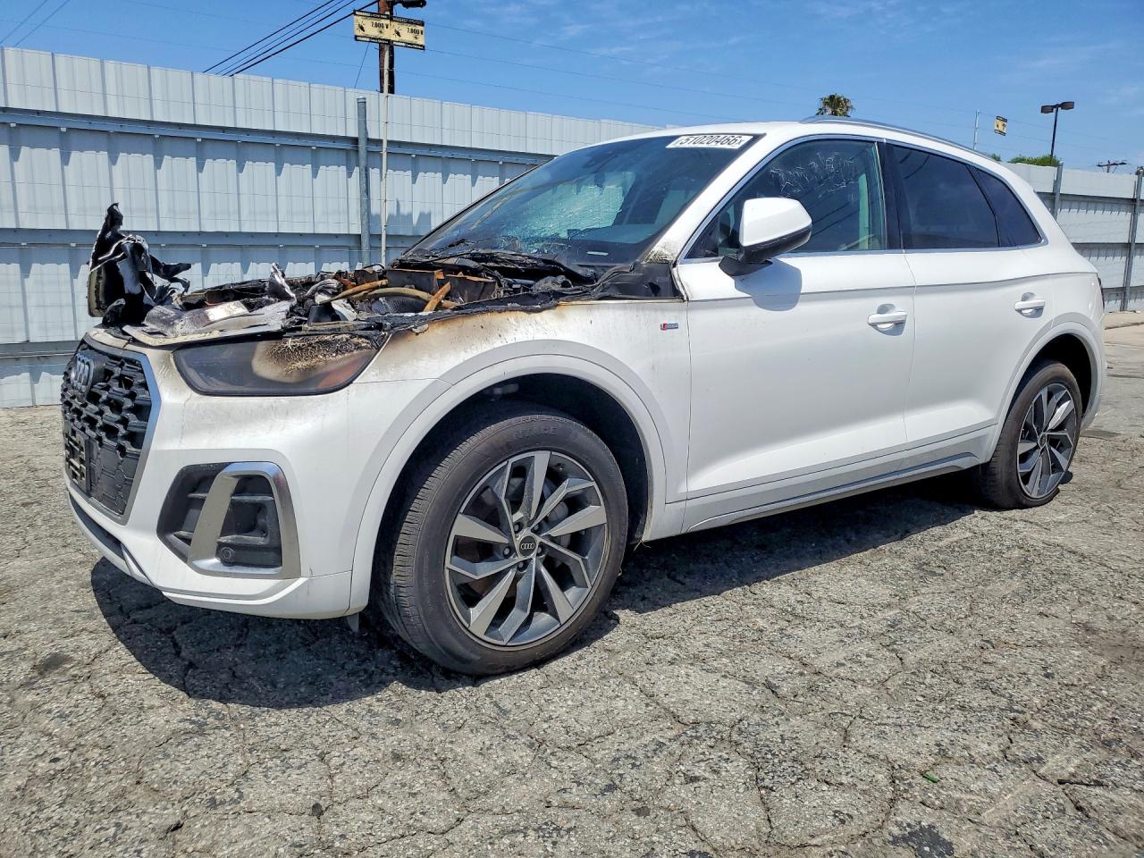 2023 Audi Q5 S line Premium Plus, VIN WA1EAAFYXP2055473 — Engine fire