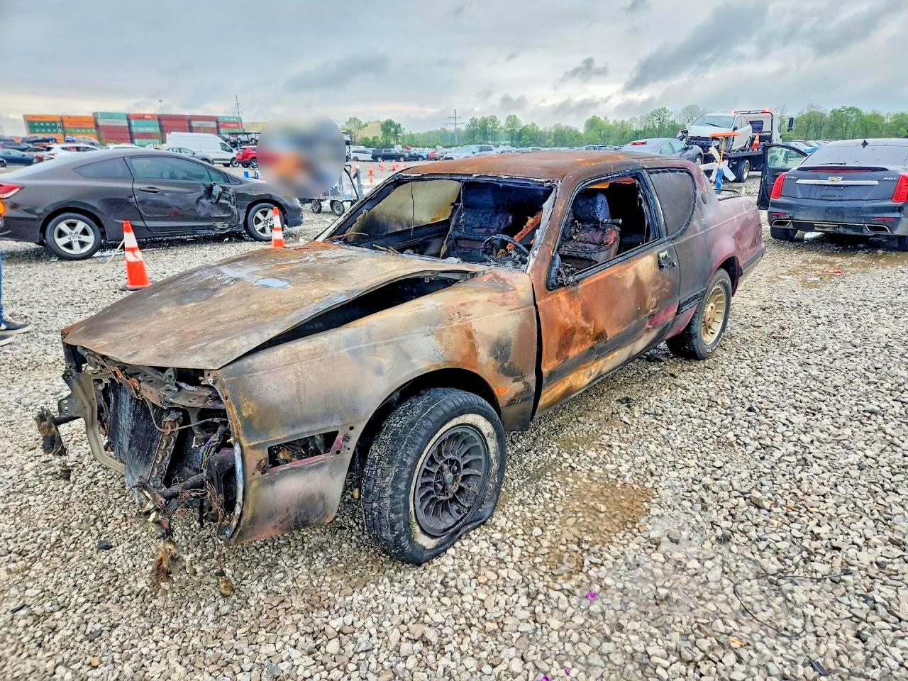 1987 Mercury Cougar, VIN 1MEBM60F3HH691539 — Burn