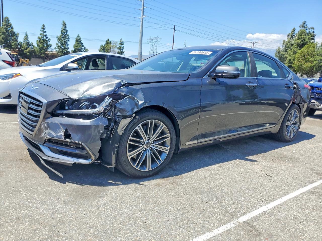 2019 Genesis G80 3.8L, VIN KMHGN4JE3KU296902 — Front end