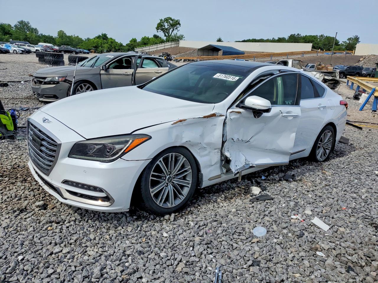 2018 Genesis G80 3.8L, VIN KMHGN4JE3JU266538 — Side