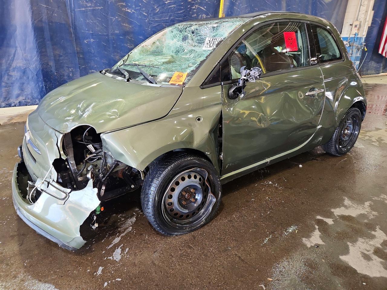 2012 FIAT 500 Pop, VIN 3C3CFFDR6CT366838 — Опрокидывание
