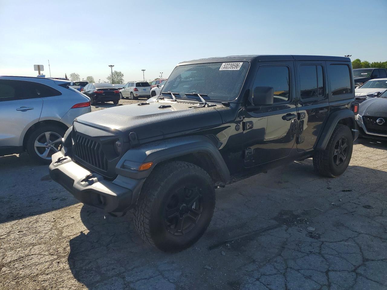 2019 Jeep Wrangler Unlimited Sport S, VIN 1C4HJXDN4KW635026 — Ранее повреждён