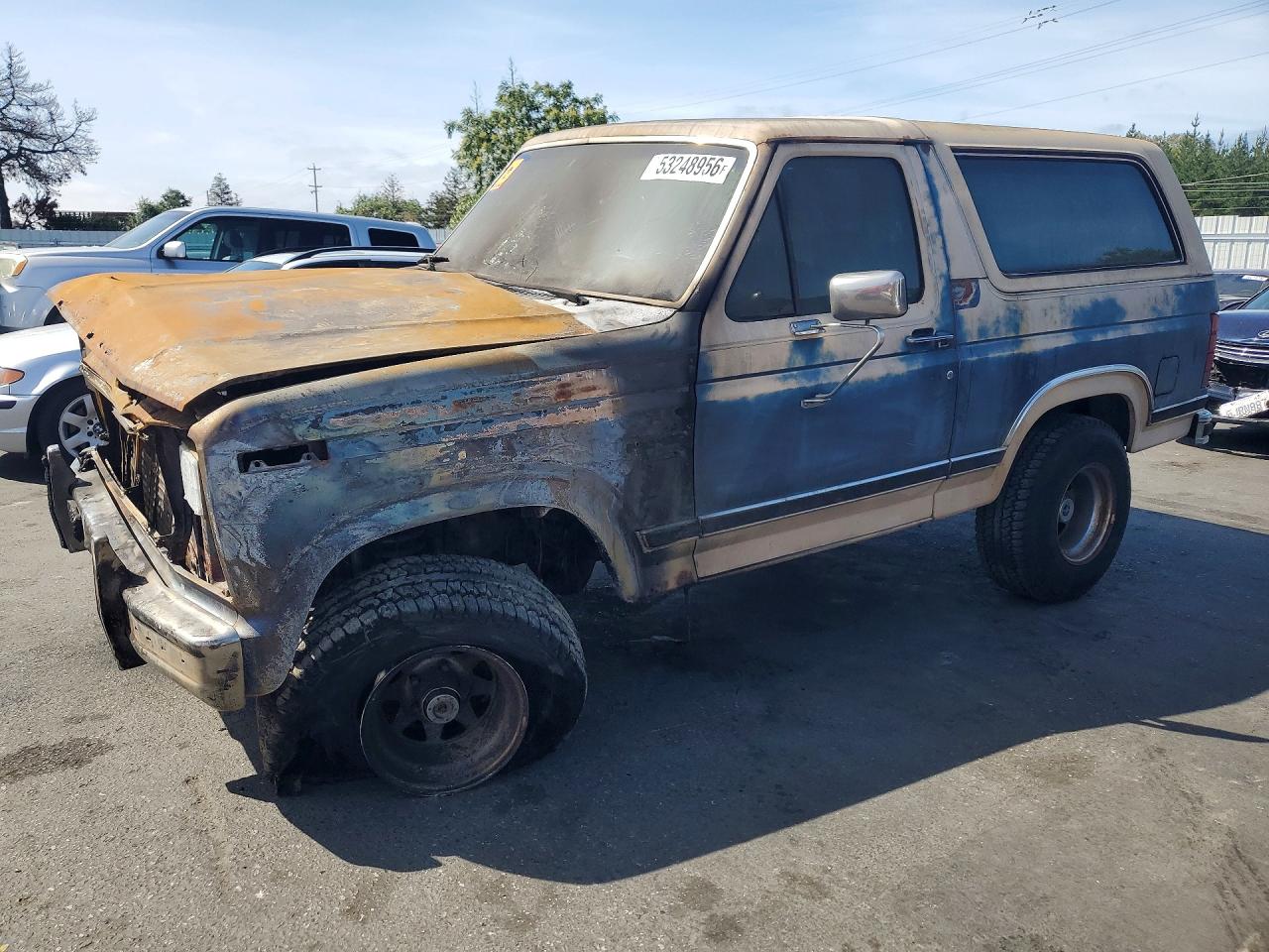 1986 Ford Bronco, VIN 1FMEU15N6GLA34677 — Burn