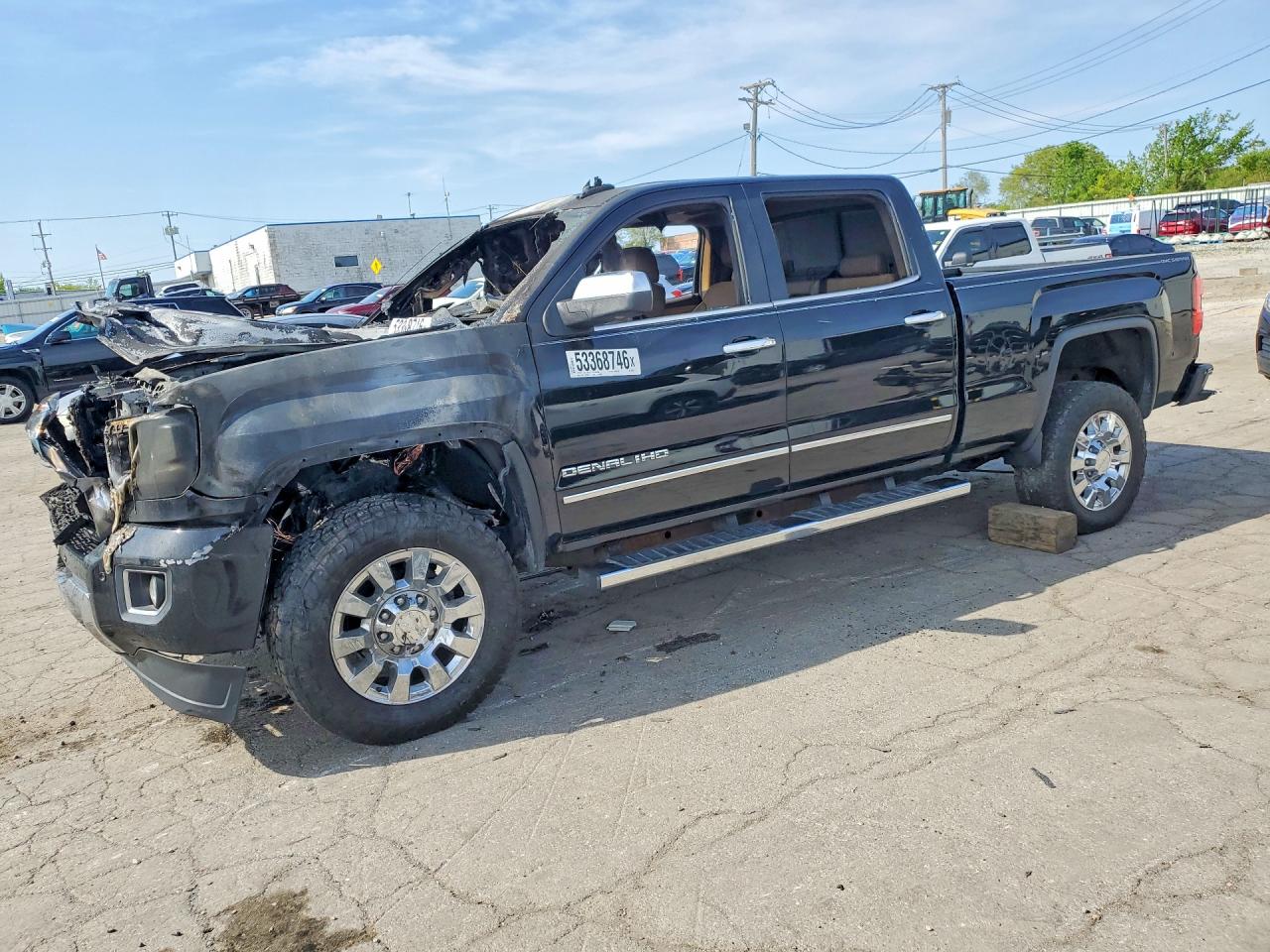 2017 GMC Sierra 2500HD Denali, VIN 1GT12UEG2HF128227 — Engine fire
