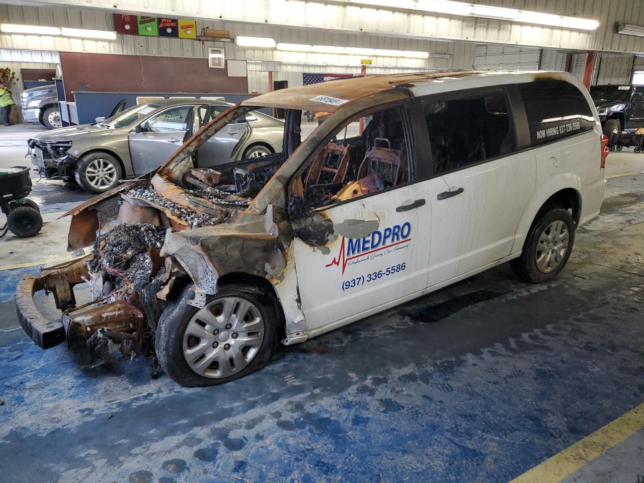 2019 Dodge Grand Caravan SE, VIN 2C4RDGBG0KR677783 — Engine fire