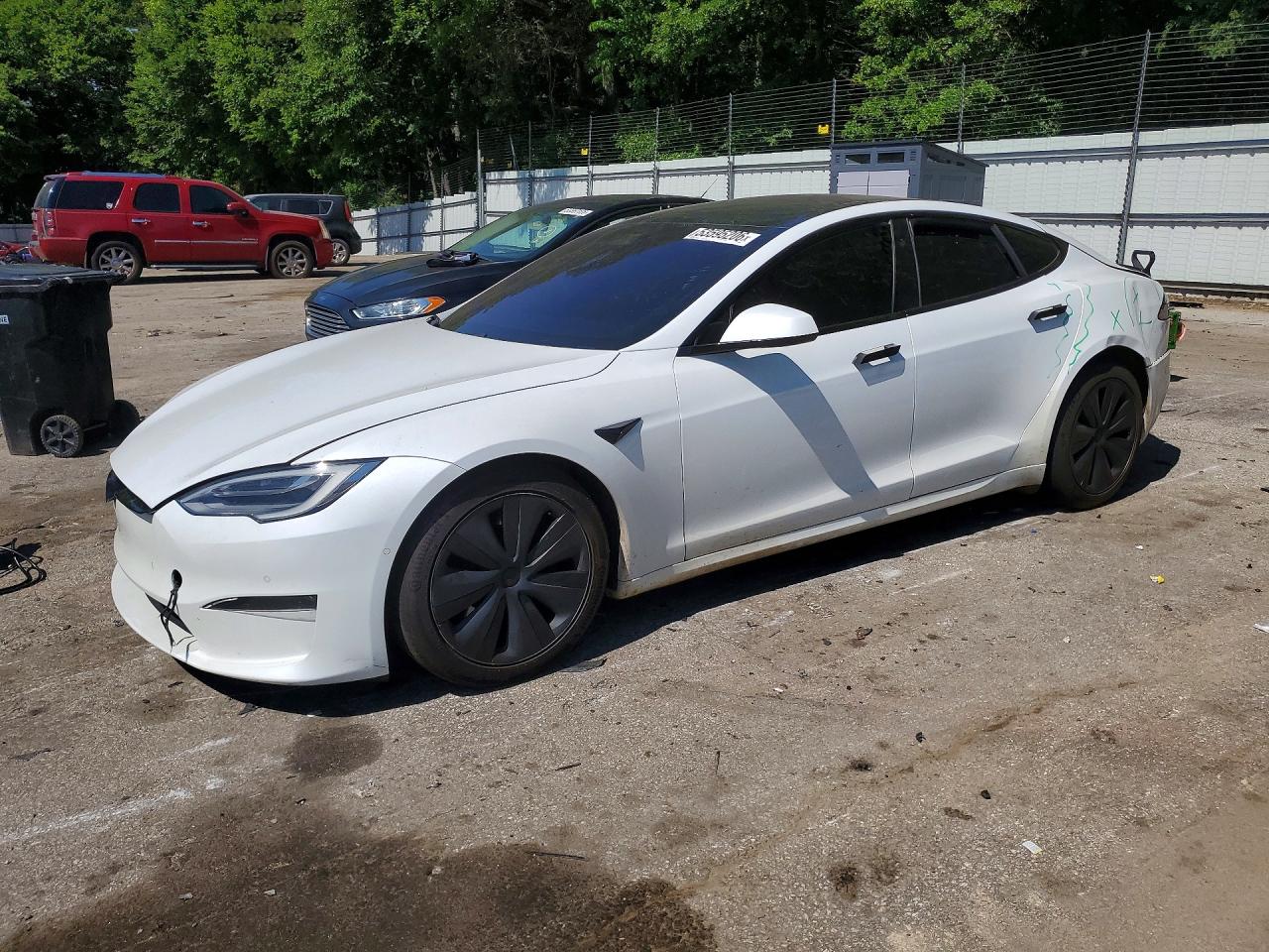 2021 Tesla Model S Long Range, VIN 5YJSA1E55MF451349 — Rear end