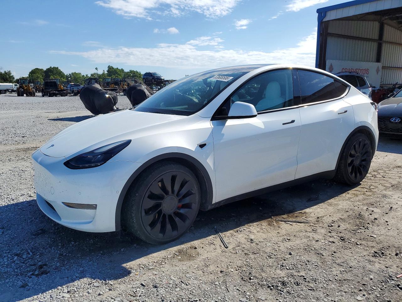 2022 Tesla Model Y Performance, VIN 7SAYGDEF8NF448677 — Rear end