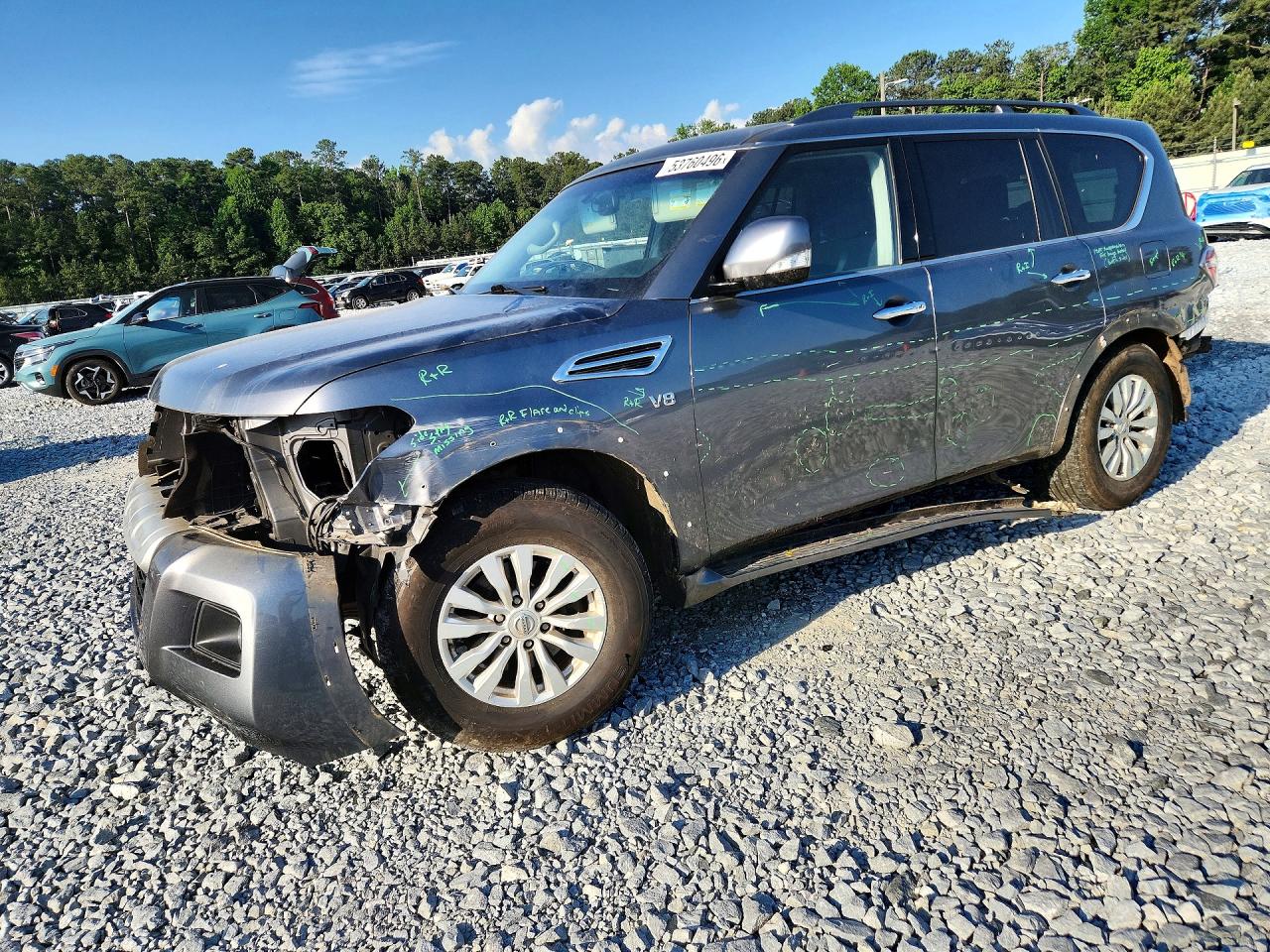 2017 Nissan Armada SV, VIN JN8AY2ND8H9004927 — Front end