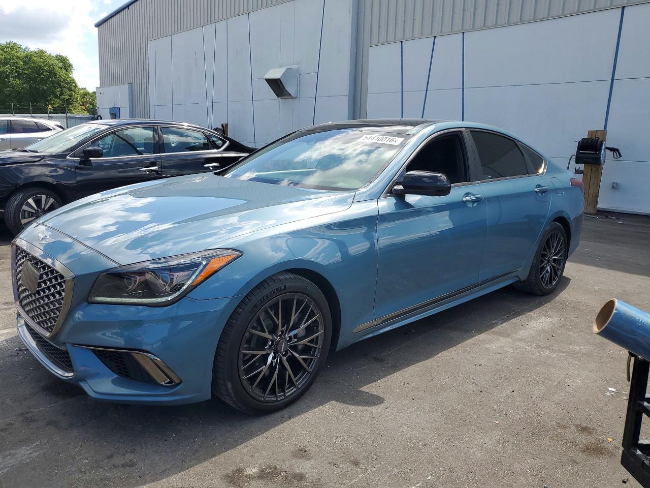 2018 Genesis G80 Sport, VIN KMHGN4JB9JU223148 — Rear end
