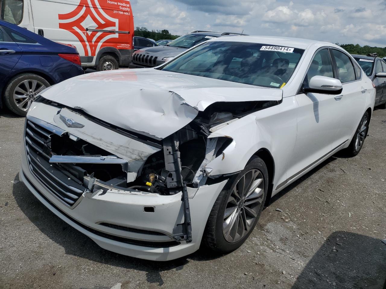 2017 Genesis G80 3.8L, VIN KMHGN4JEXHU211689 — Frame damage