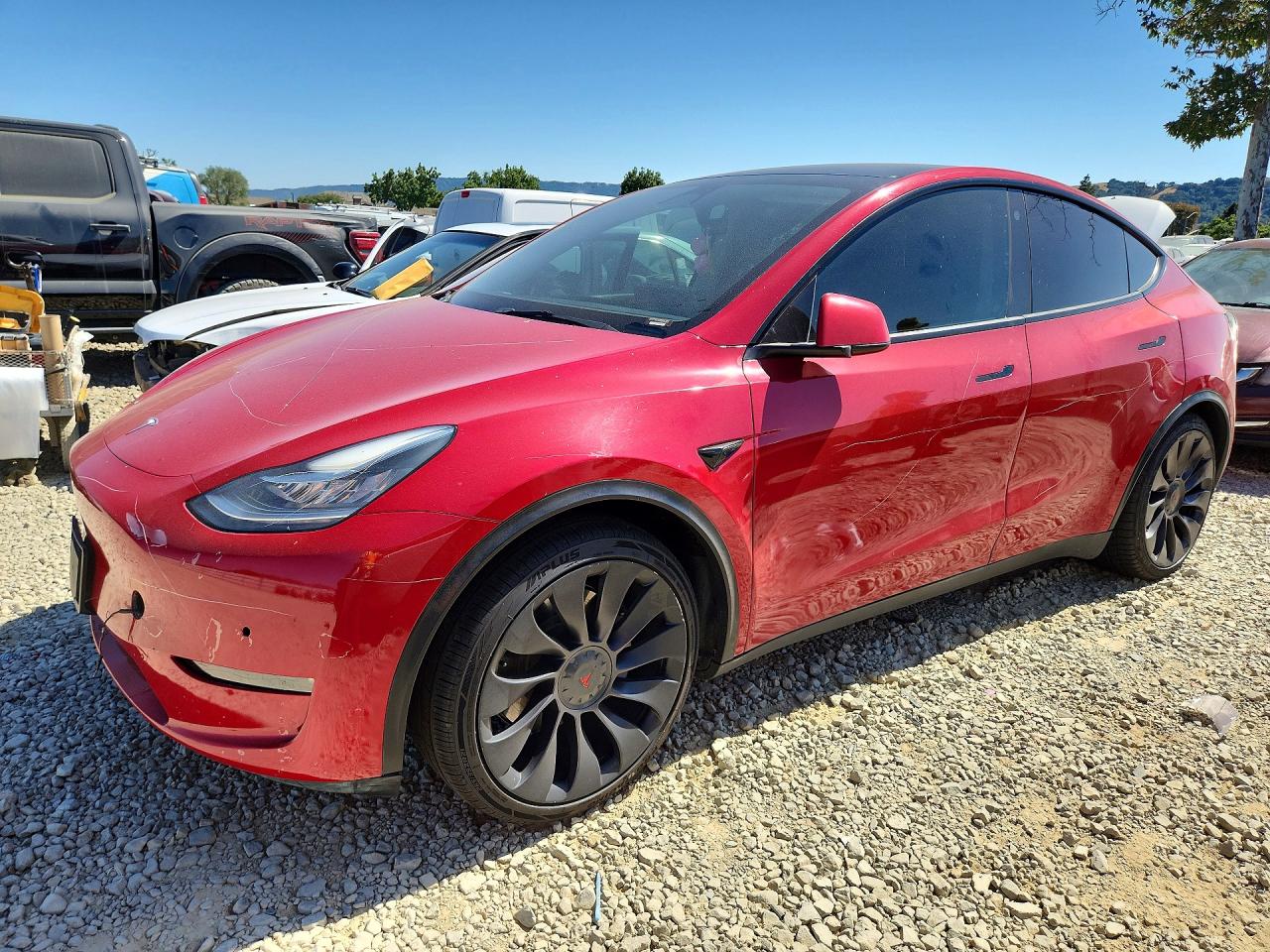 2022 Tesla Model Y Long Range, VIN 7SAYGAEE8NF401607 — Vandalism