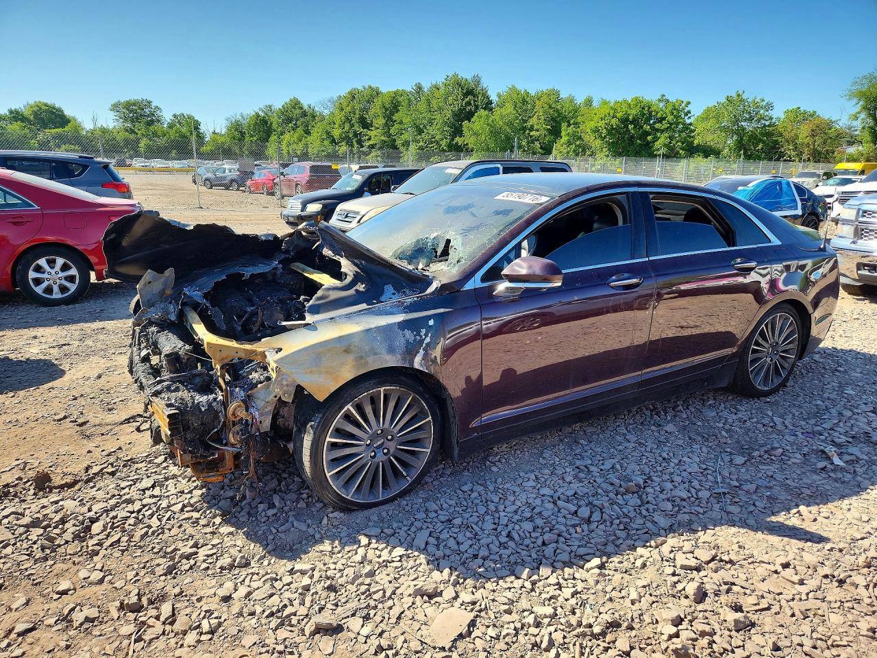 2013 Lincoln MKZ, VIN 3LN6L2J92DR809852 — Engine fire