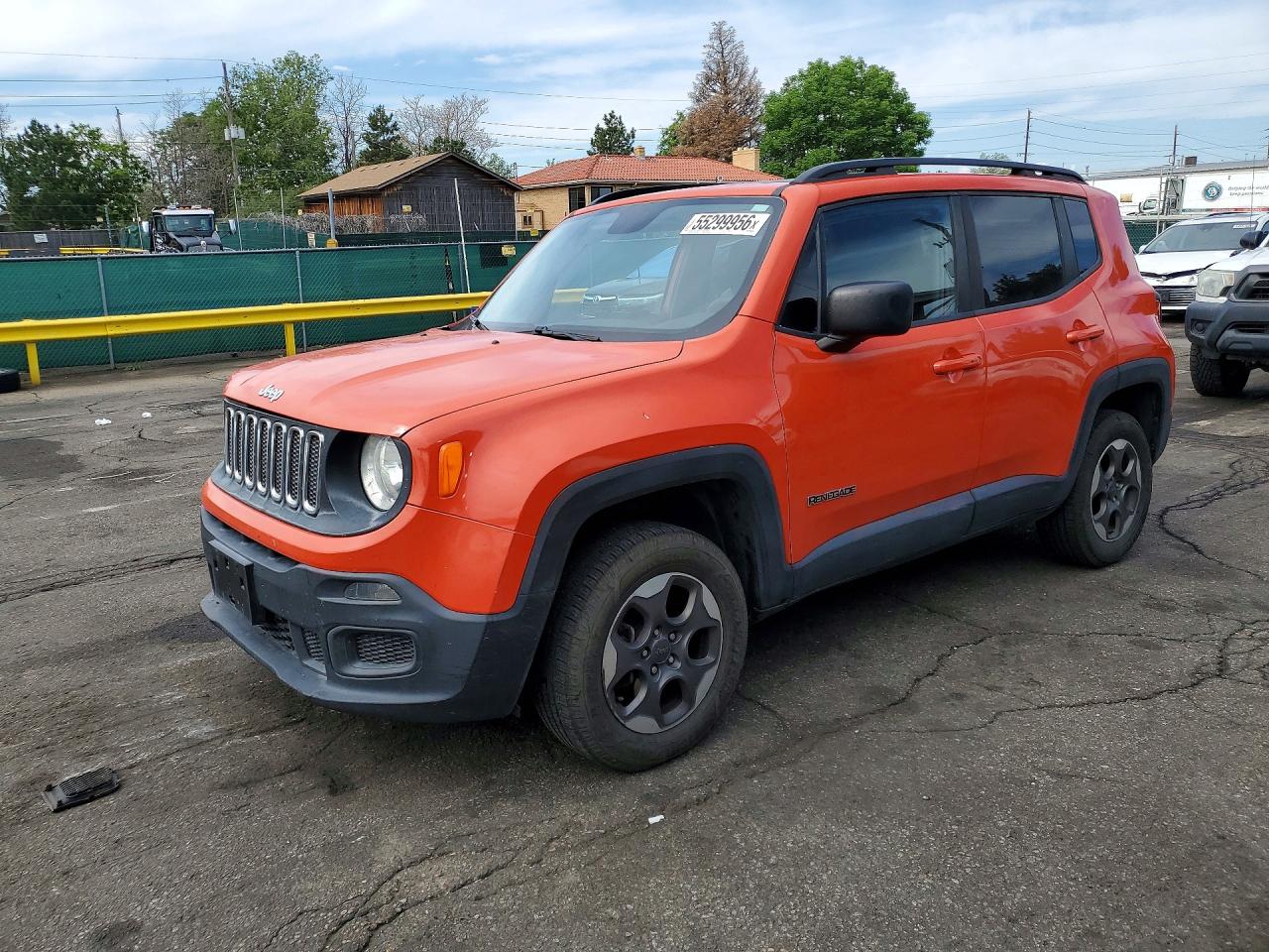 2016 Jeep Renegade Sport, VIN ZACCJBAT7GPE23340 — Front end