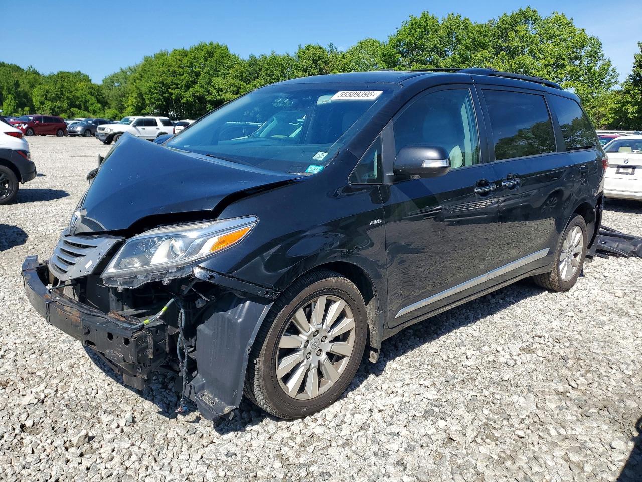 2017 Toyota Sienna XLE Premium, VIN 5TDDZ3DC8HS155322 — Rear end
