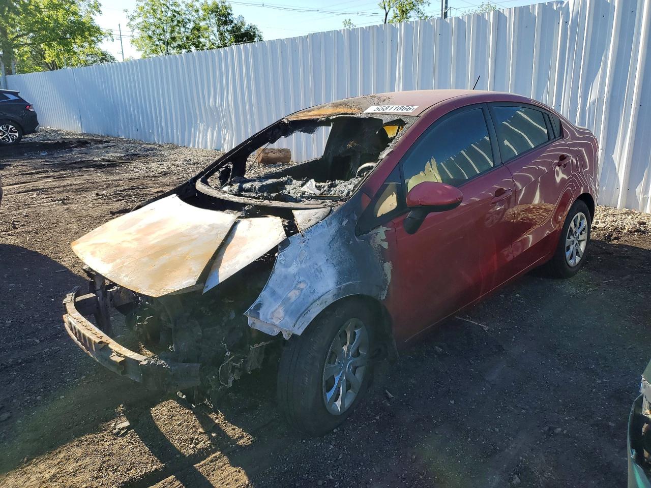 2013 Kia Rio LX, VIN KNADM4A39D6108185 — Burn