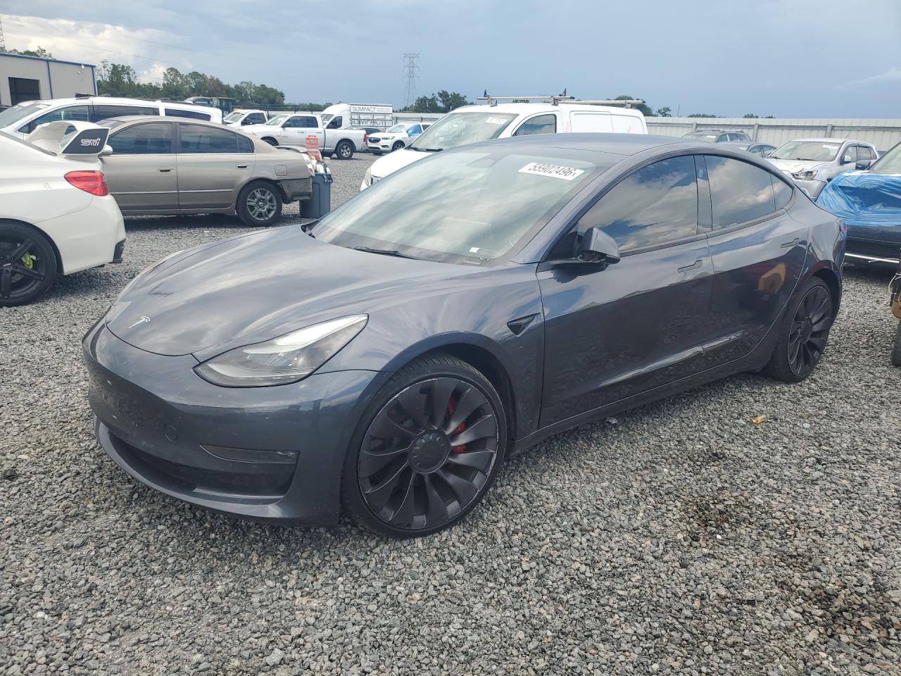 2022 Tesla Model 3 Performance, VIN 5YJ3E1EC9NF248327 — Бок