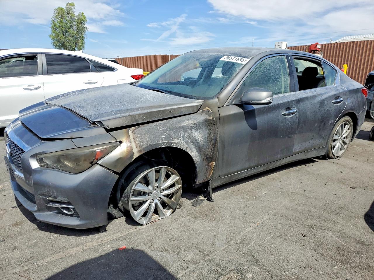2017 Infiniti Q50 2.0t, VIN JN1CV7APXHM641196 — Engine fire