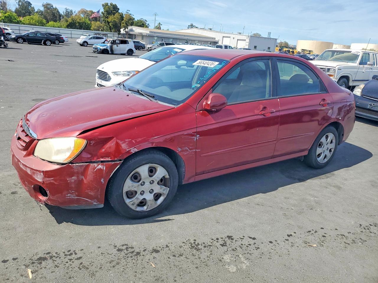 2004 Kia Spectra LX, VIN KNAFE122745036905 — Front end
