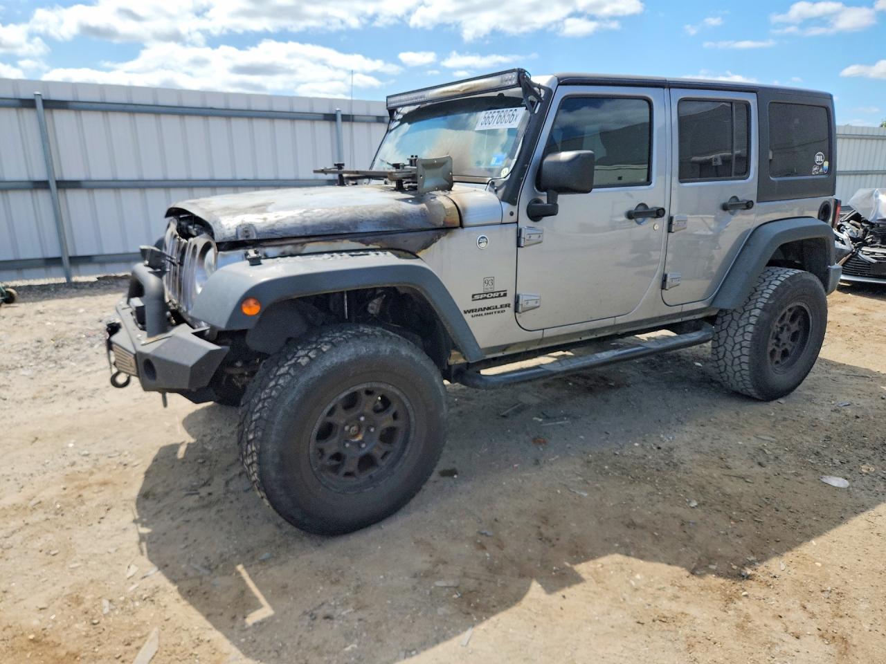 2017 Jeep Wrangler Unlimited Sport, VIN 1C4BJWDG4HL580833 — Engine fire