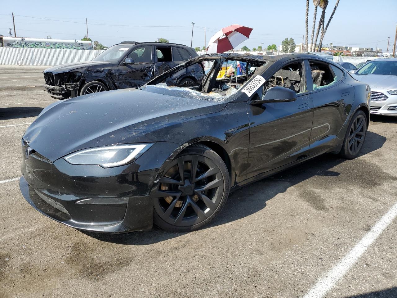 2022 Tesla Model S Plaid, VIN 5YJSA1E64NF487480 — Vandalism
