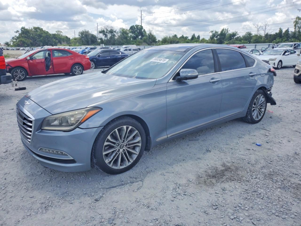 2017 Genesis G80 3.8L, VIN KMHGN4JE2HU195021 — Rear end