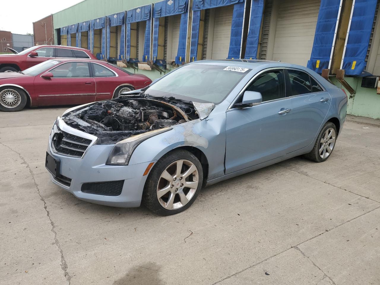 2013 Cadillac ATS Luxury, VIN 1G6AH5RXXD0130418 — Engine fire