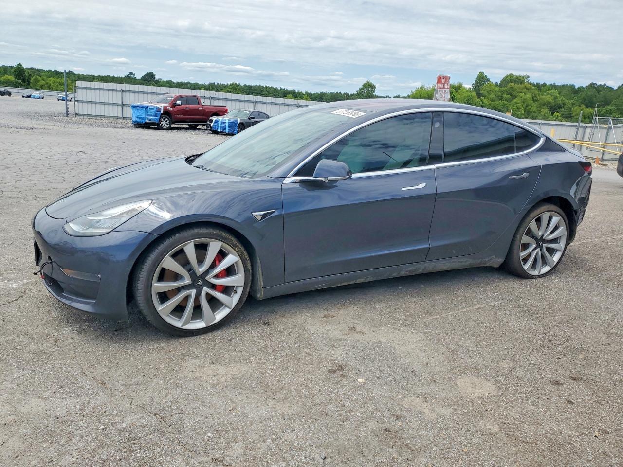 2018 Tesla Model 3 Long Range Battery, VIN 5YJ3E1EB4JF079321 — Rear end