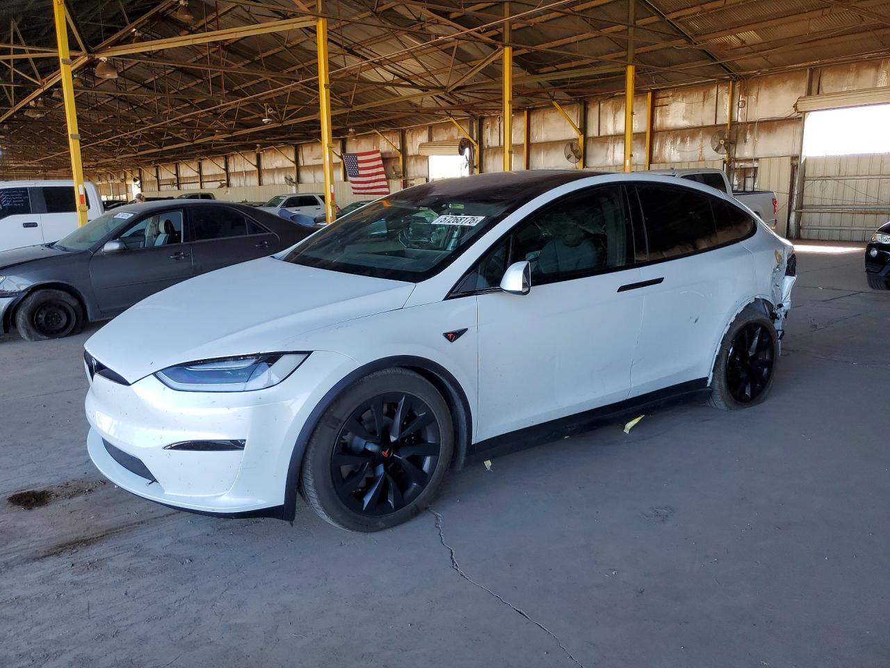 2023 Tesla Model X, VIN 7SAXCBE51PF385766 — Rear end