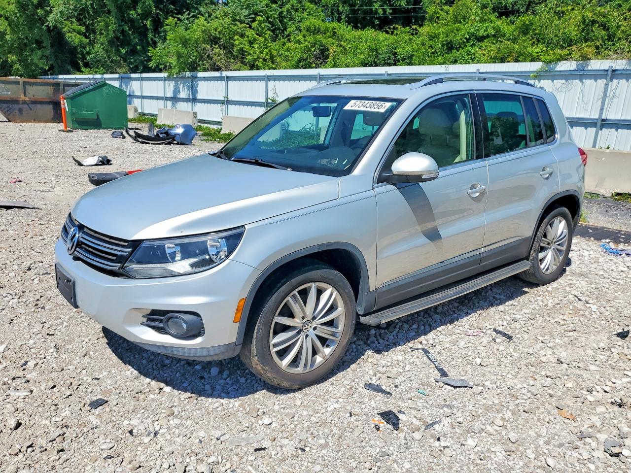 2014 Volkswagen Tiguan S, VIN WVGBV3AX9EW535822 — Prior damage history