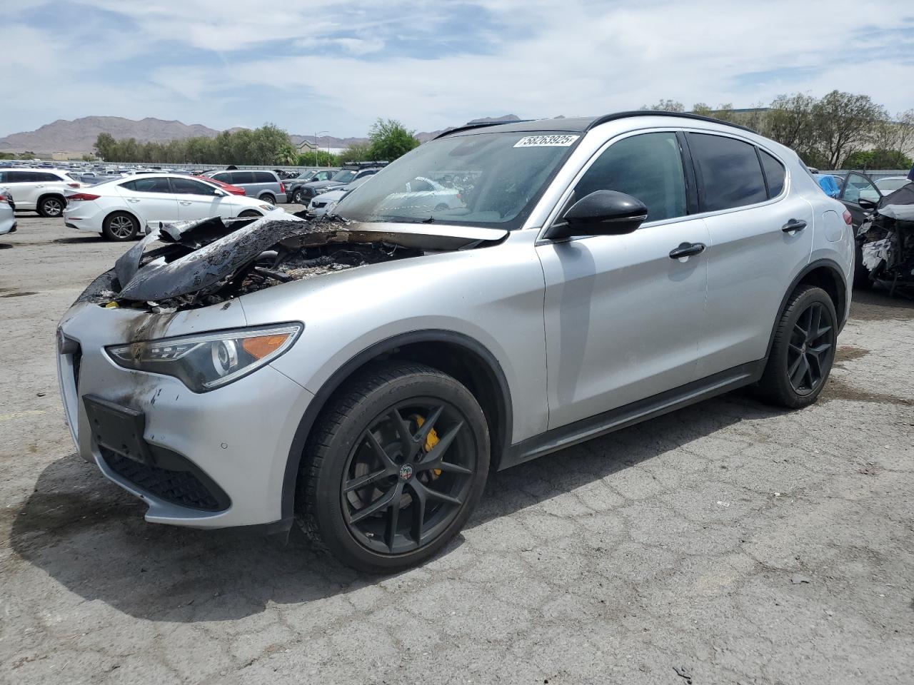 2018 Alfa Romeo Stelvio Ti, VIN ZASFAKBN1J7B92055 — Engine fire