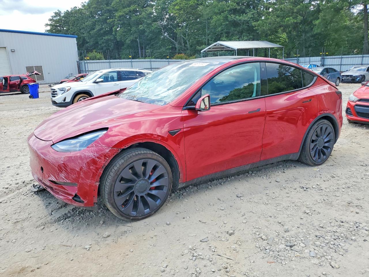 2021 Tesla Model Y Performance, VIN 5YJYGDEFXMF305645 — Front end