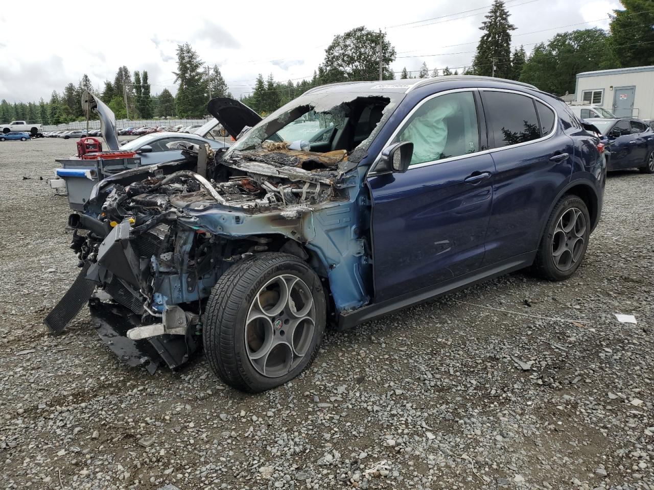 2018 Alfa Romeo Stelvio, VIN ZASFAKAN5J7B70626 — Engine fire